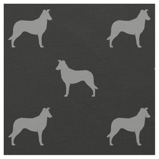 Smooth Collie Dog Silhouettes Patterned Fabric
