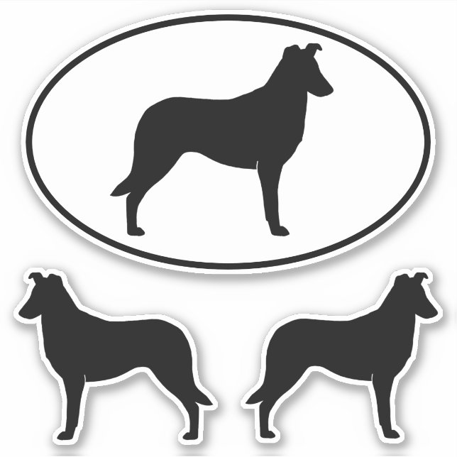 Smooth Collie Dog Silhouettes Vinyl Sticker Set (Front)