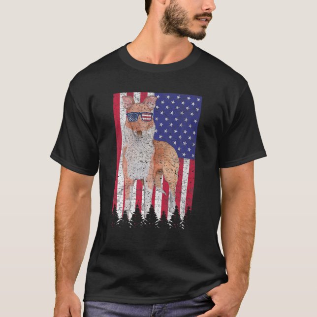 Smooth Collie Patriotic Dog USA Pride American Fla T-Shirt (Front)