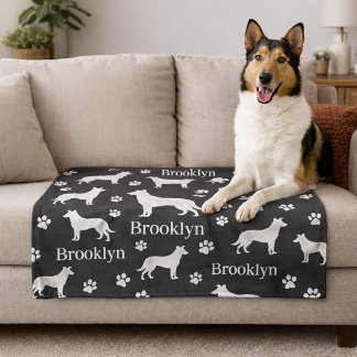 Smooth Collie Personalized Dog Blanket Dark Gray