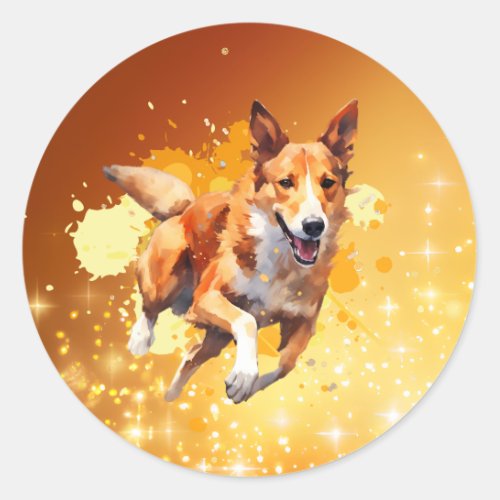 Smooth Collie Running Agility Sports  Classic Round Sticker