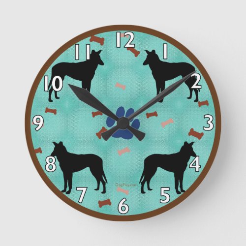 Smooth Collie Shadow Round Clock