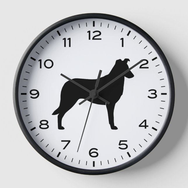 Smooth Collie Silhouette with Numbers and Minutes Clock (Front)
