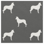 Smooth Collie Silhouettes Grey and White Patterned Fabric