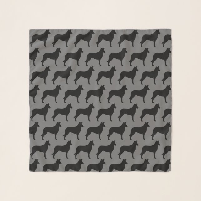 Smooth Collie Silhouettes Pattern Scarf (Front)