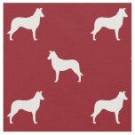 Smooth Collie Silhouettes Red and White Patterned Fabric