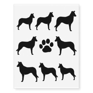 Smooth Collie Silhouettes Temporary Tattoos