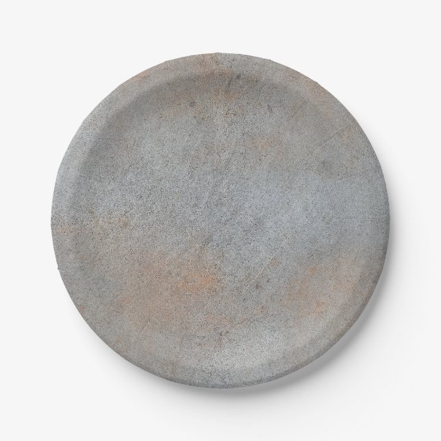 Smooth Concrete Cement With Clay Image Paper Plates (Front)