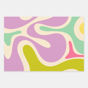 Smooth Contours Trippy Pastel Abstract Pattern Wrapping Paper Sheets