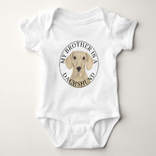 Smooth Cream Dachshund Dog Big Brother Baby Bodysuit