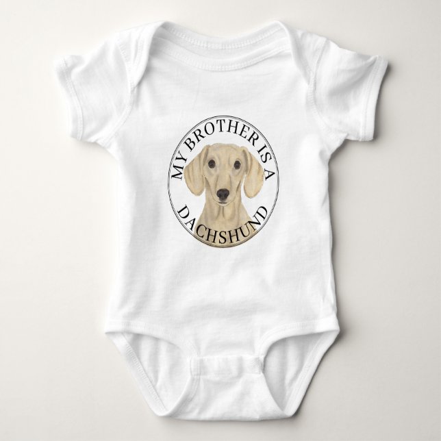 Smooth Cream Dachshund Dog Big Brother Baby Bodysuit (Front)