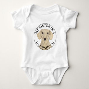 Smooth Cream Dachshund Dog Big Sister Baby Bodysuit
