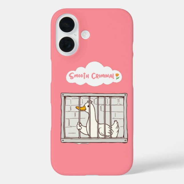Smooth Criminal Duck – Funny Cartoon Jailbird Pink Case-Mate iPhone Case (Back)