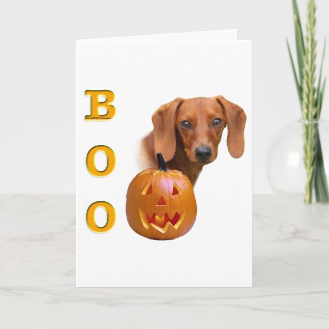 Smooth Dachshund Boo Holiday Card (Front)
