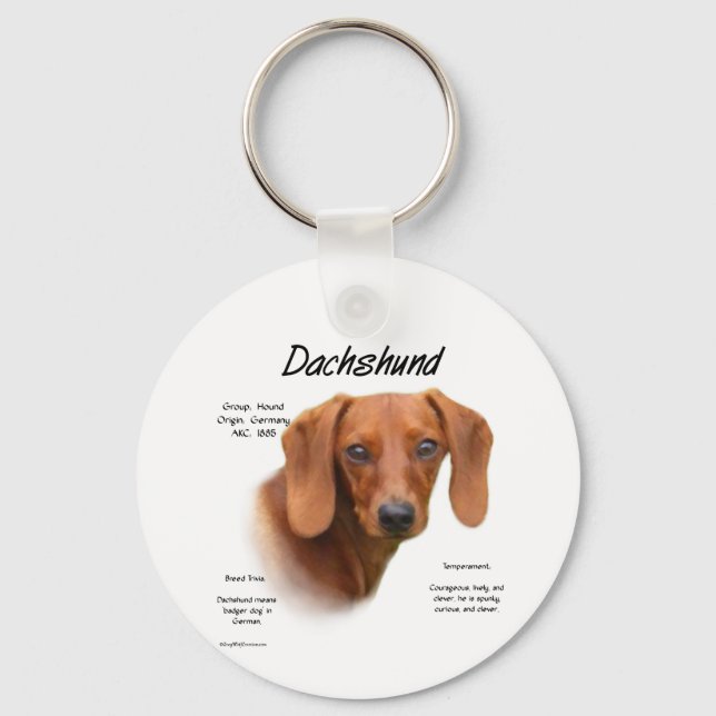 Smooth Dachshund History  Keychain (Front)