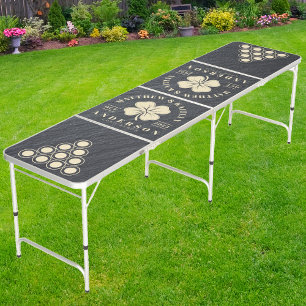 Smooth Dark Granite Irish Lucky Clover Wedding Beer Pong Table