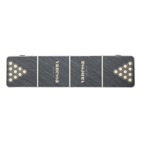 Smooth Dark Granite Minimal Modern Classic Name Beer Pong Table