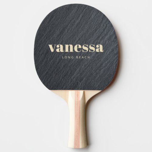 Smooth Dark Granite Minimal Modern Classic Name Ping Pong Paddle