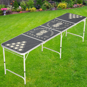 Smooth Dark Granite Tropical Pineapple Wedding Beer Pong Table