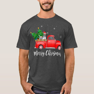 Smooth Fo Terrier Dog Riding Red Truck Christmas T-Shirt