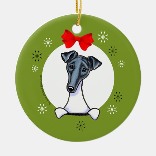Smooth Fox Terrier Black White Christmas Classic Ceramic Ornament