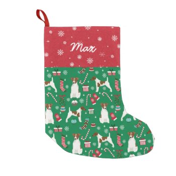 Smooth Fox Terrier Custom Name Dog Small Christmas Stocking by FriendlyPets at Zazzle