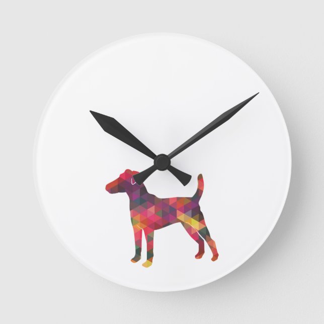 Smooth Fox Terrier Dog Breed Geo Silhouette Multi Round Clock (Front)