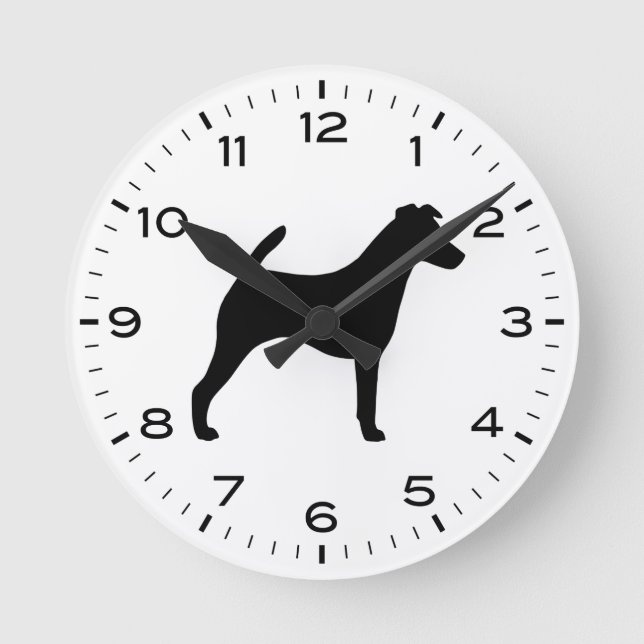 Smooth Fox Terrier Dog Breed Silhouette Round Clock (Front)