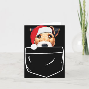 Smooth Fox Terrier Dog Santa Hat Christmas Pocket  Card