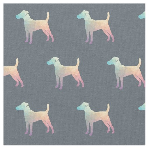 Smooth Fox Terrier Geo Dog Silhouette Pastel Fabric