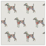 Smooth Fox Terrier Geo Dog Silhouette Plaid Fabric