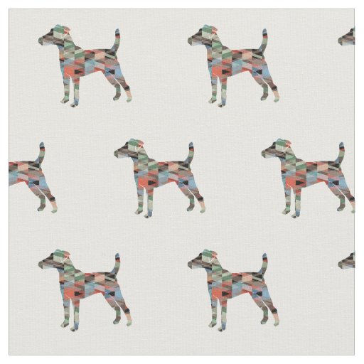 Smooth Fox Terrier Geo Dog Silhouette Plaid Fabric