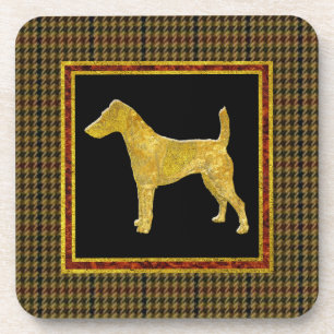 Smooth Fox Terrier Gold Tweed Pattern Drink Coaster