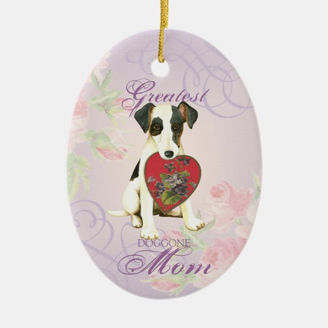 Smooth Fox Terrier Heart Mom Ceramic Ornament (Front)