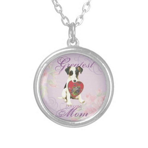 Smooth Fox Terrier Heart Mom Silver Plated Necklace