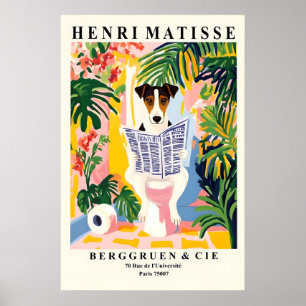 Smooth Fox Terrier On a Toilet - Funny Matisse Poster