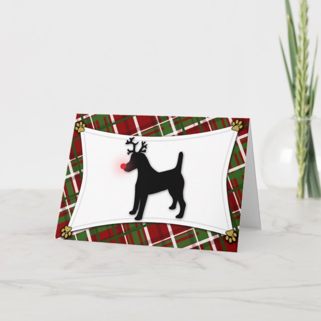 Smooth Fox Terrier Reindeer Christmas Card (Front)
