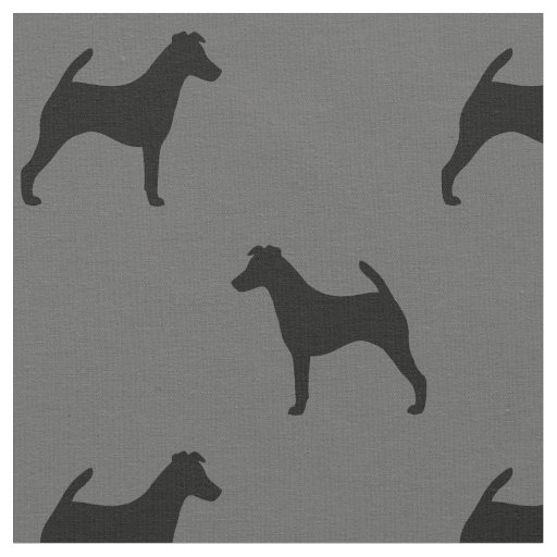 Smooth Fox Terrier Silhouettes Black and Grey Fabric