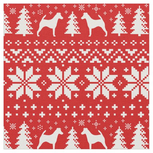 Smooth Fox Terrier Silhouettes Christmas Holiday Fabric