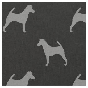 Smooth Fox Terrier Silhouettes Grey and Black Fabric