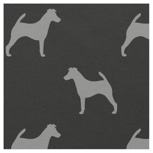 Smooth Fox Terrier Silhouettes Grey and Black Fabric