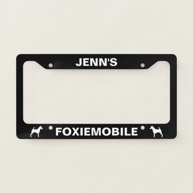 Smooth Fox Terriers FOXIEMOBILE Custom Dogs License Plate Frame (Front)