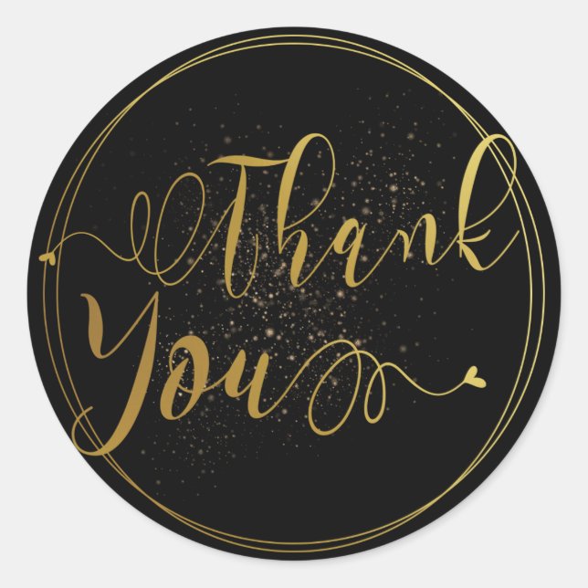 Smooth Gold & Black Thank You Label (Front)