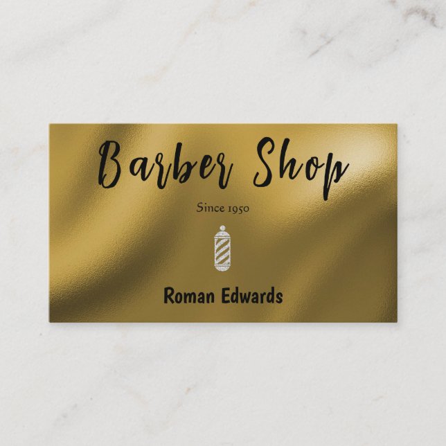 Smooth Gold Foil for Barber Shop Business Card (Front)