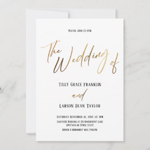 Smooth Gold Handwriting Simple The Wedding Of Invitation