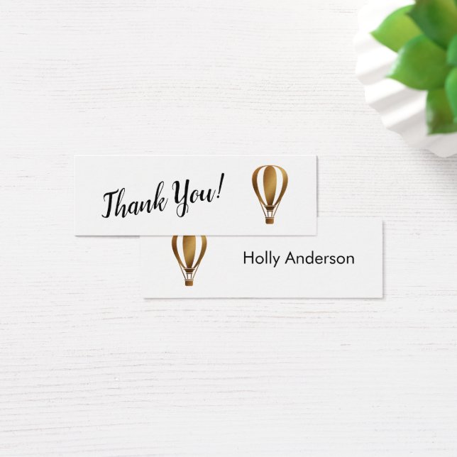 Smooth Gold Hot Air Balloon Thank You Insert Card (Desk)