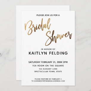 Smooth Gold Ombre Bridal Shower Typography Invitation