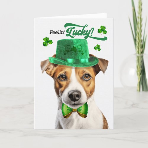 Smooth Jack Russell Dog Lucky St Patricks Day Holiday Card