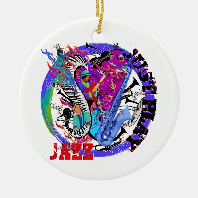 Smooth Jazz Music Christmas Ornament by Juleez (Front)