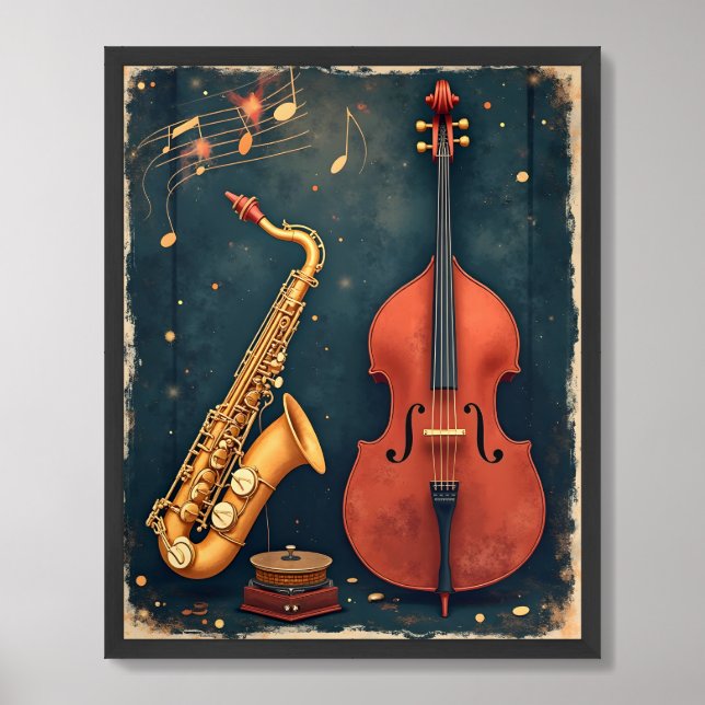 Smooth Jazz Nights – Vintage Lounge Poster (Framed Front)